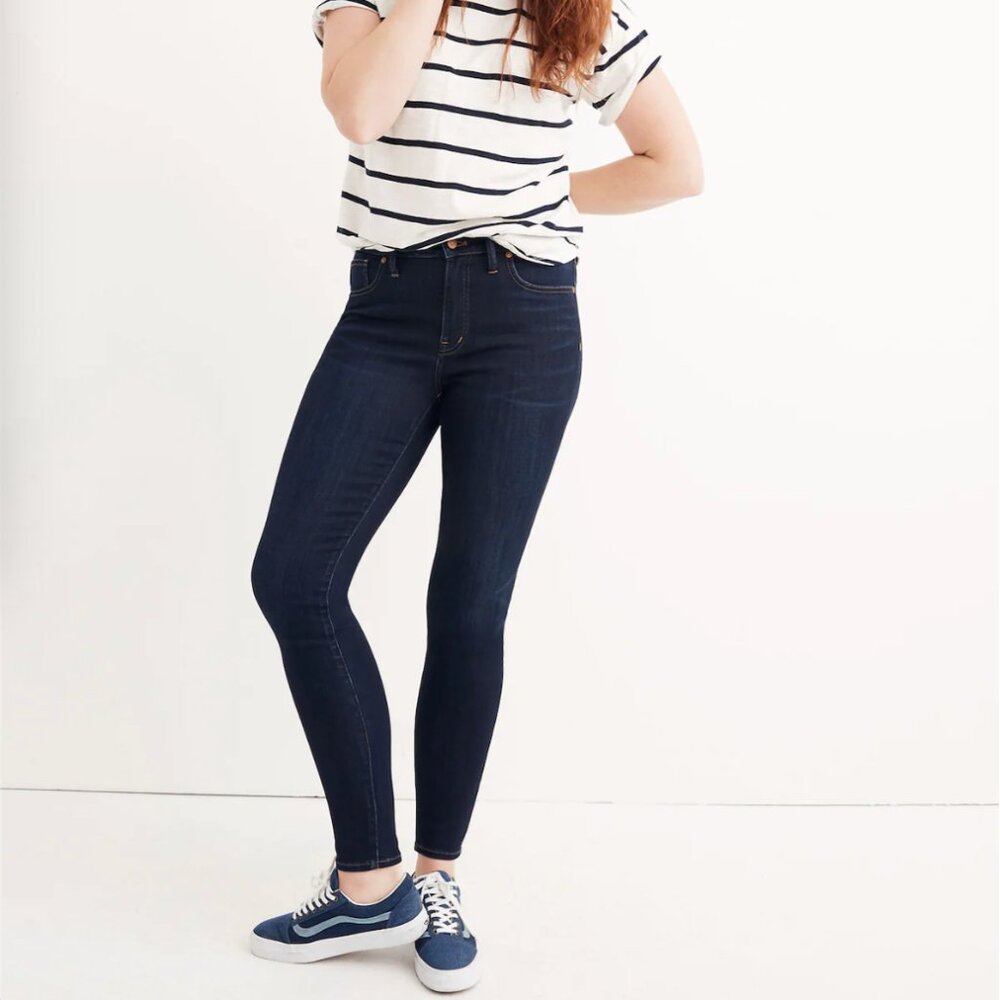 EUC! Madewell Taller 9" Mid-Rise Skinny Jeans in Larkspur Wash: TENCEL